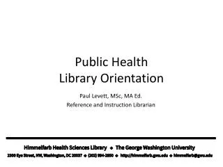 Public Health Library Orientation