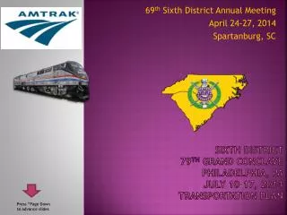 Sixth District 79 th Grand Conclave Philadelphia, PA July 10-17, 2014 Transportation Plan