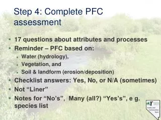 Step 4: Complete PFC assessment