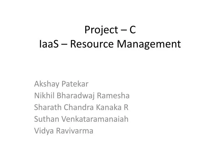 project c iaas resource management