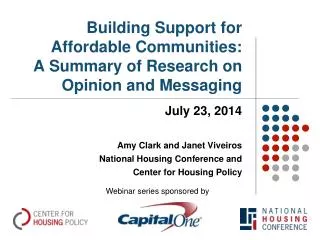 Building Support for Affordable Communities: A Summary of Research on Opinion and Messaging