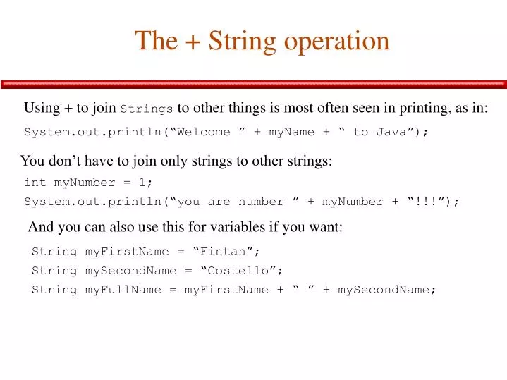 the string operation