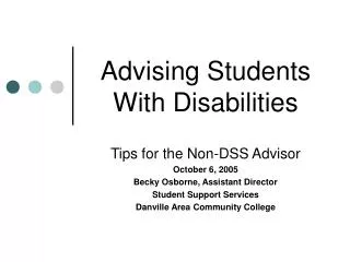 Advising Students With Disabilities