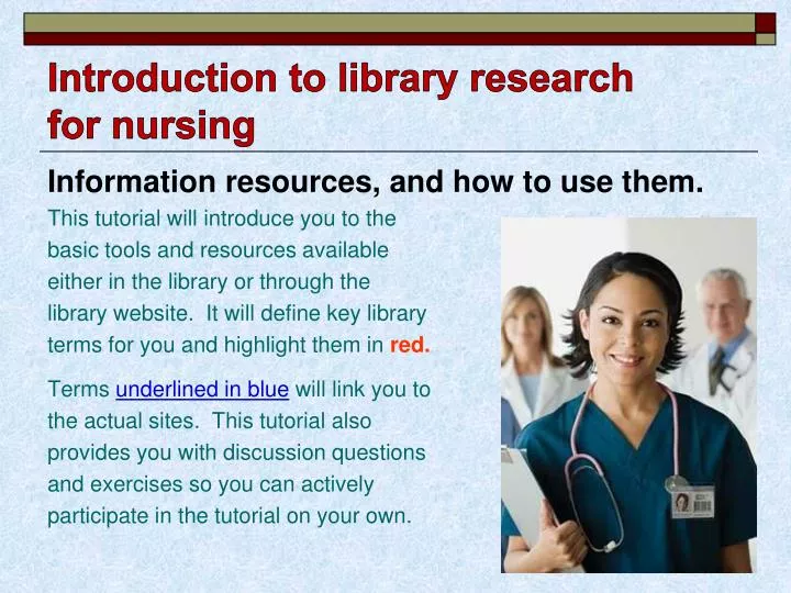 introduction to library research for nursing