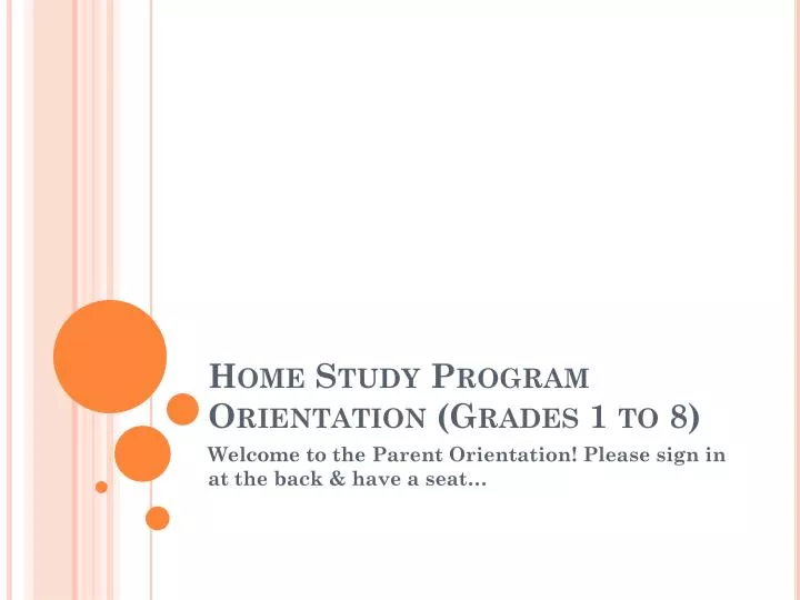 home study program orientation grades 1 to 8