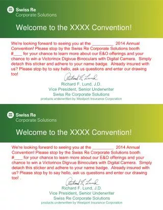 Welcome to the XXXX Convention !