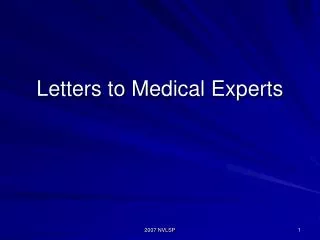 Letters to Medical Experts