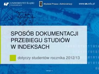 spos b dokumentacji przebiegu studi w w indeksach