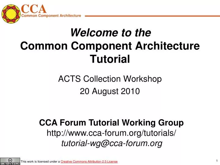 welcome to the common component architecture tutorial