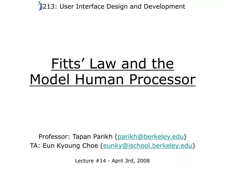 fitts law and the model human processor