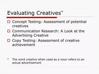 Evaluating Creatives *