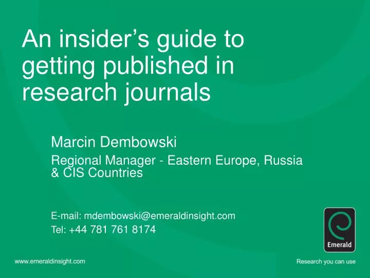 an insider s guide to getting published in research journals