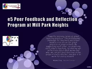 e5 Peer Feedback and Reflection Program at Mill Park Heights