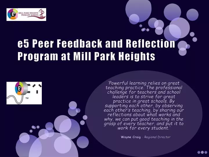 e5 peer feedback and reflection program at mill park heights