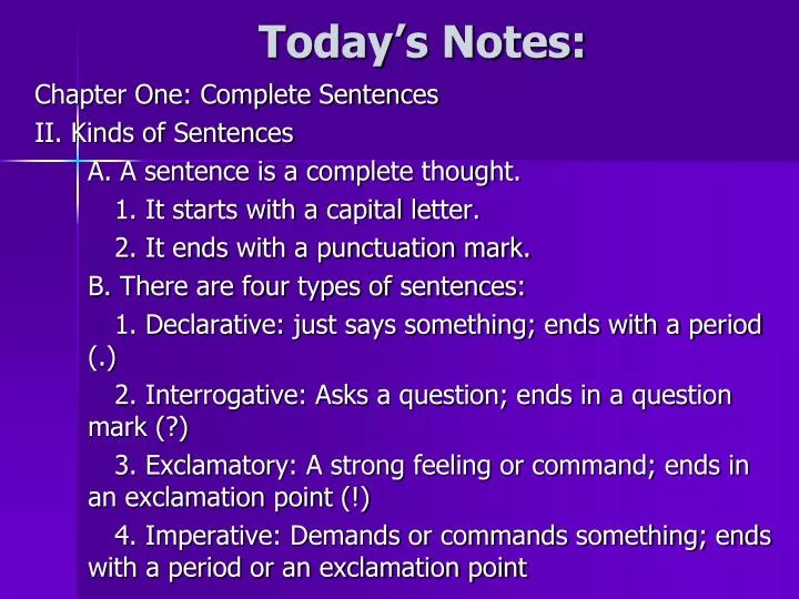 today s notes