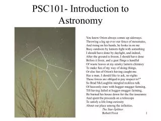 PSC101- Introduction to Astronomy