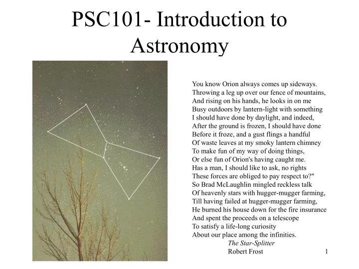 psc101 introduction to astronomy