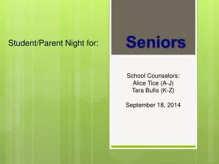 Student/Parent Night for: