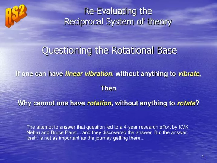 re evaluating the reciprocal system of theory