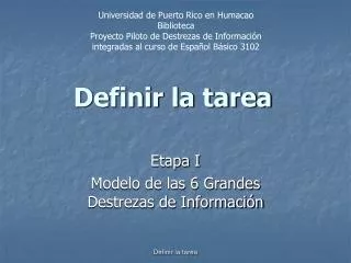 definir la tarea