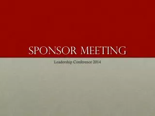 Sponsor Meeting