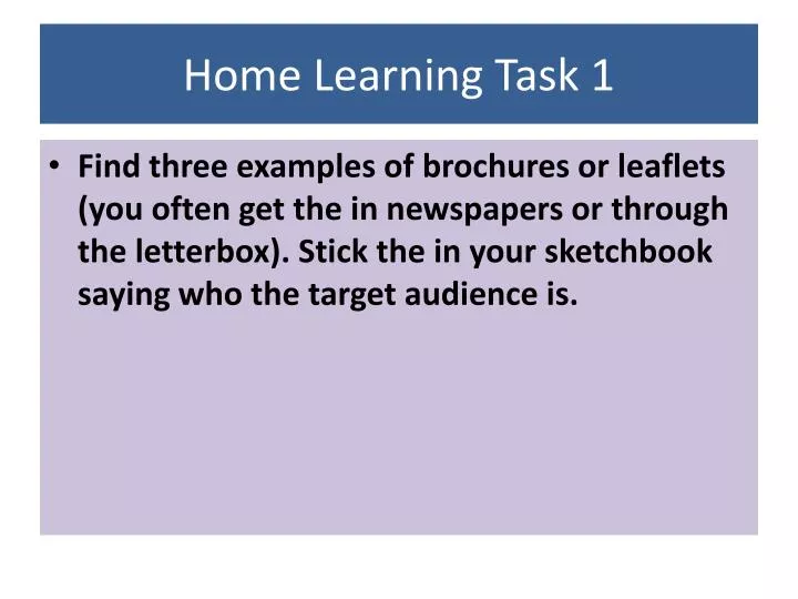 home learning task 1