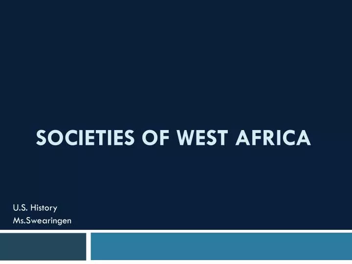 societies of west africa