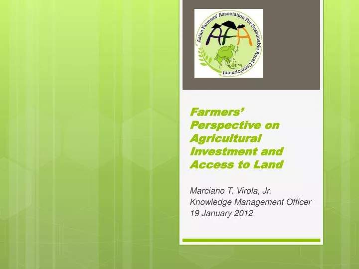 farmers perspective on agricultural investment and access to land