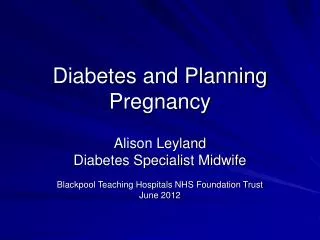 Diabetes and Planning Pregnancy
