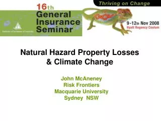 Natural Hazard Property Losses &amp; Climate Change