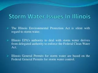 Storm Water Issues In Illinois