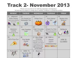 Track 2 Calendar November 2013