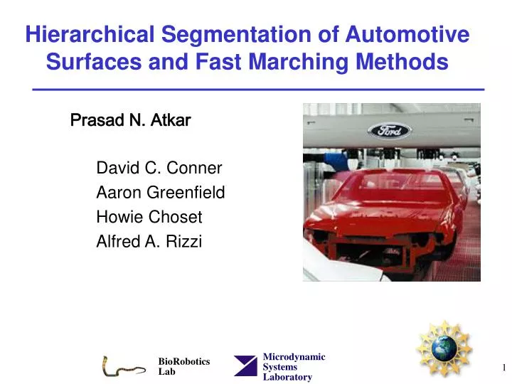 hierarchical segmentation of automotive surfaces and fast marching methods