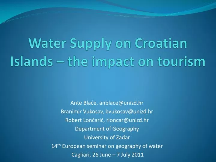 water supply on croatian islands the impact on tourism