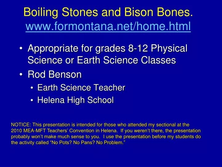 boiling stones and bison bones www formontana net home html