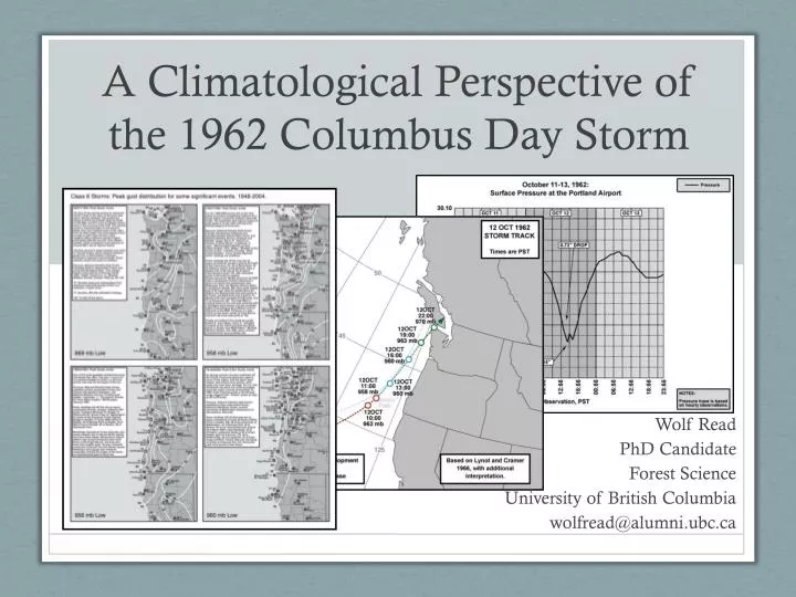 a climatological perspective of the 1962 columbus day storm