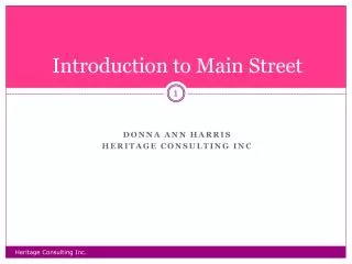 Introduction to Main Street