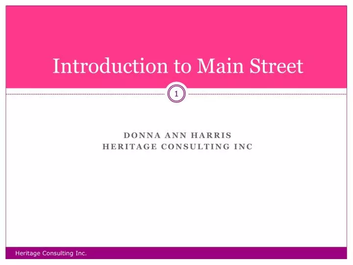 introduction to main street