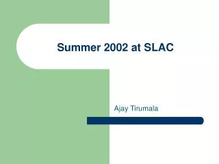 Summer 2002 at SLAC