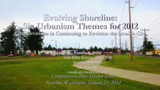 Comprehensive Plan Speaker Series Shoreline, Washington, January 25, 2012