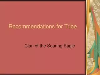 Recommendations for Tribe