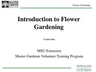 Introduction to Flower Gardening
