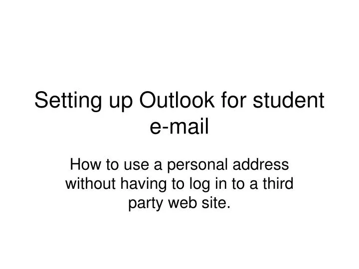 setting up outlook for student e mail