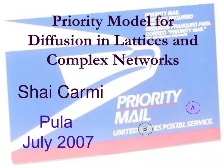 priority model for diffusion in lattices and complex networks