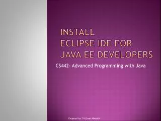 Install Eclipse IDE for Java EE Developers