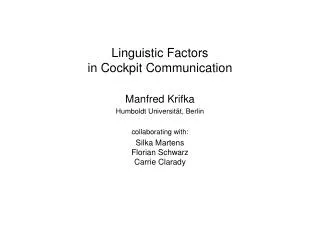 Linguistic Factors in Cockpit Communication