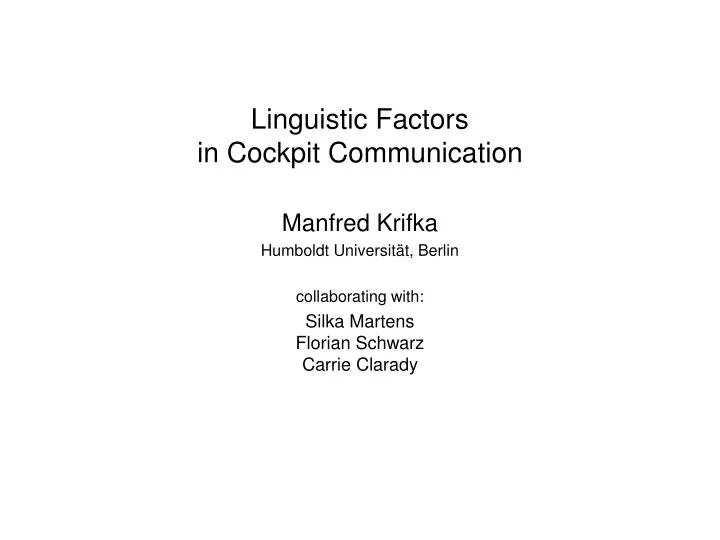 linguistic factors in cockpit communication