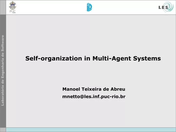 self organization in multi agent systems