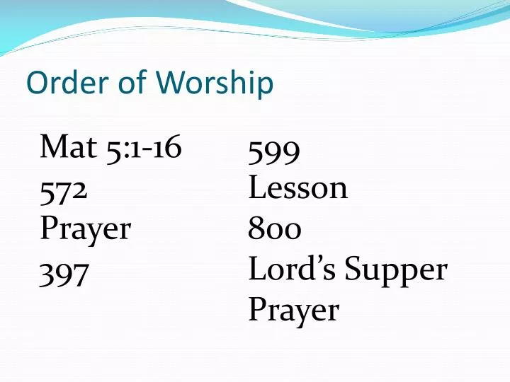 order of worship