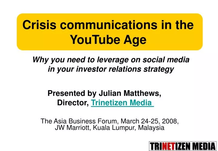 crisis communications in the youtube age